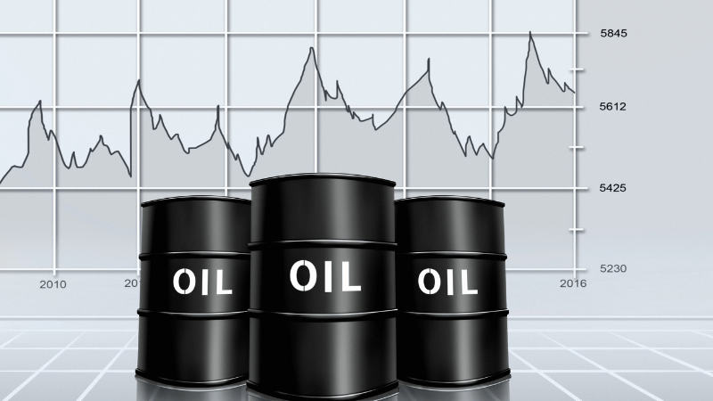 A graphic representation of oil barrels